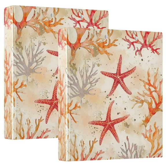 FORMRS 3 Ring Binder 1.5 inch with Pockets Set of 2 Clip Board 200 Sheets Capacity, Orange Starfish