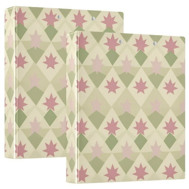 FORMRS 3 Ring Binder 1.5 inch with Pockets Set of 2 Clip Board 200 Sheets Capacity, Pastel Green Geometric