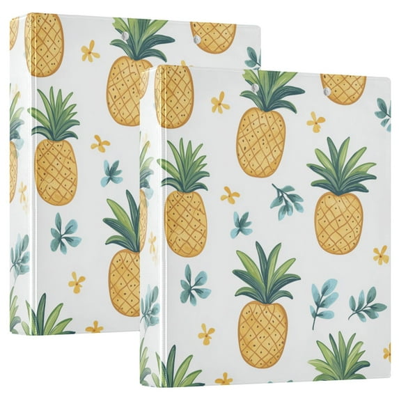 FORMRS 3 Ring Binder 1.5 inch with Pockets Set of 2 Clip Board 200 Sheets Capacity, Pineapple