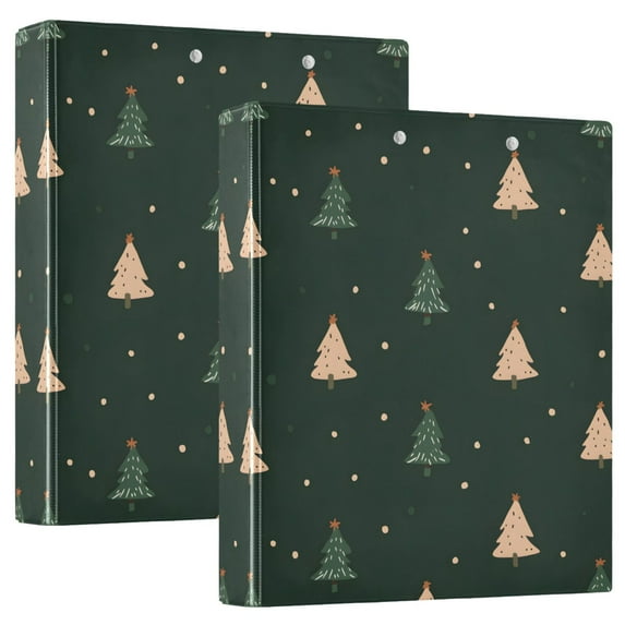FORMRS 3 Ring Binder 1.5 inch with Pockets Set of 2 Clip Board 200 Sheets Capacity, Pink Christmas Trees