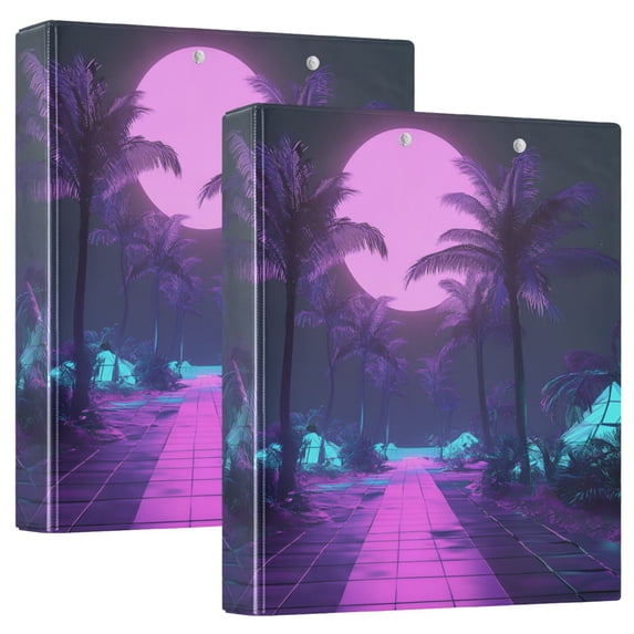 FORMRS 3 Ring Binder 1.5 inch with Pockets Set of 2 Clip Board 200 Sheets Capacity, Pink Neon Road