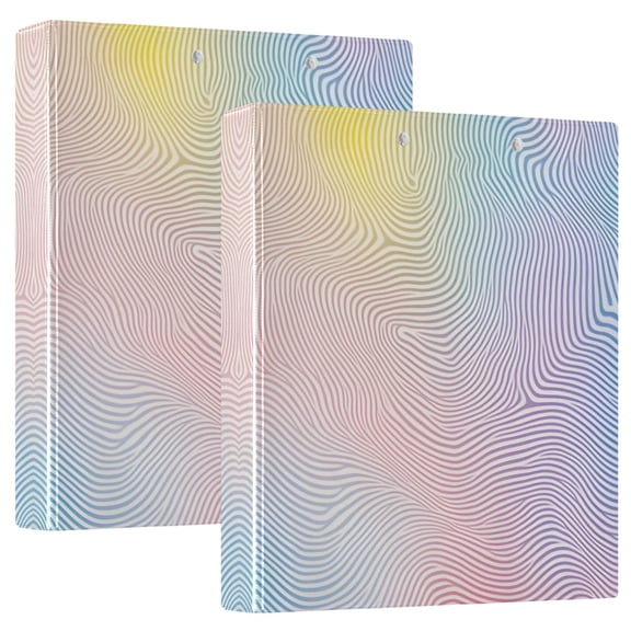 FORMRS 3 Ring Binder 1.5 inch with Pockets Set of 2 Clip Board 200 Sheets Capacity, Pink Wavy Striped