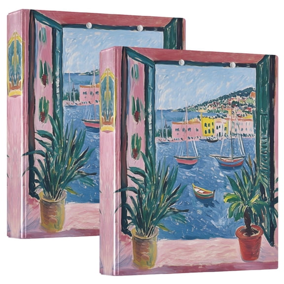 FORMRS 3 Ring Binder 1.5 inch with Pockets Set of 2 Clip Board 200 Sheets Capacity, Pink Window