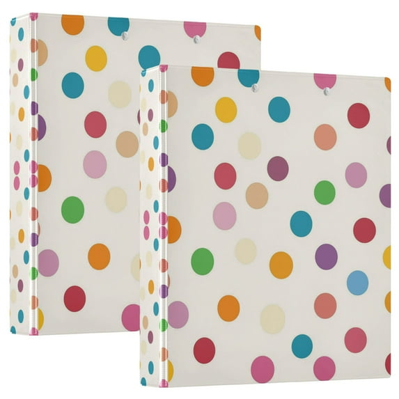 FORMRS 3 Ring Binder 1.5 inch with Pockets Set of 2 Clip Board 200 Sheets Capacity, Polka Dot
