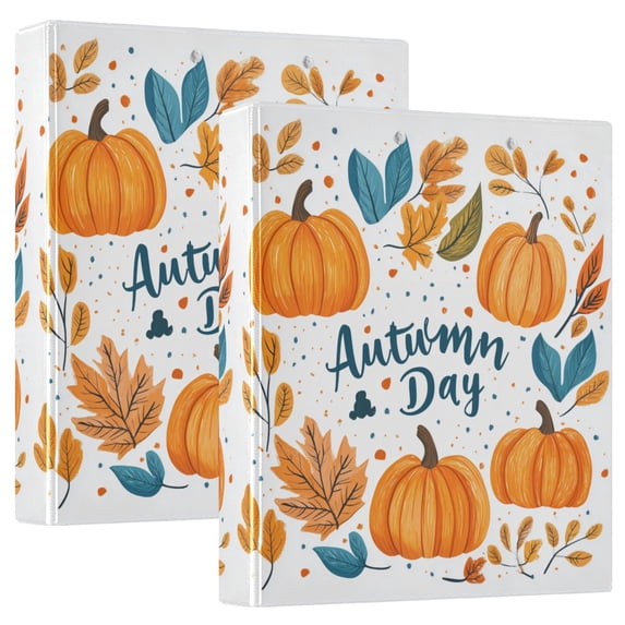 FORMRS 3 Ring Binder 1.5 inch with Pockets Set of 2 Clip Board 200 Sheets Capacity, Pumpkins Pattern