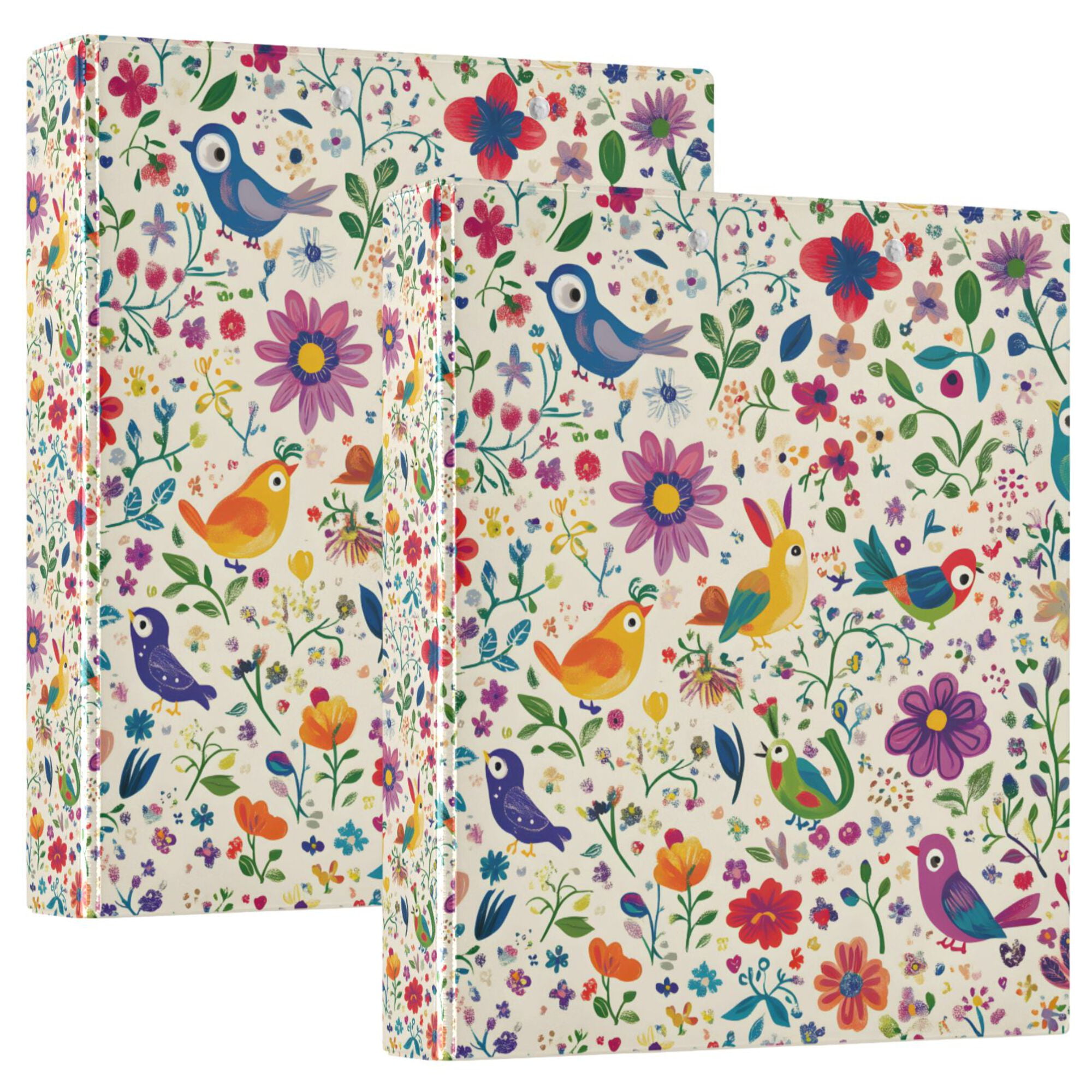 FORMRS 3 Ring Binder 1.5 inch with Pockets Set of 2 Clip Board 200 Sheets Capacity, Purple Cartoon Animals