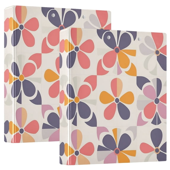 FORMRS 3 Ring Binder 1.5 inch with Pockets Set of 2 Clip Board 200 Sheets Capacity, Purple Retro Flower