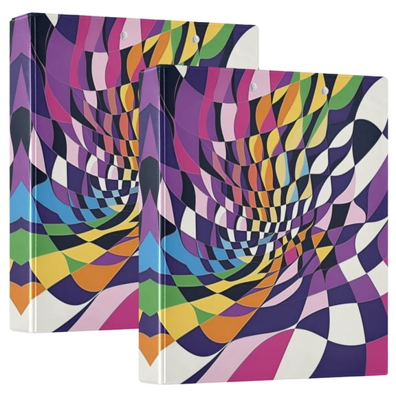 FORMRS 3 Ring Binder 1.5 inch with Pockets Set of 2 Clip Board 200 Sheets Capacity, Purple Wavy Plaid