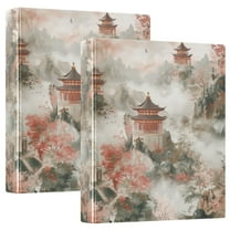 FORMRS 3 Ring Binder 1.5 inch with Pockets Set of 2 Clip Board 200 Sheets Capacity, Red Mountain Pattern