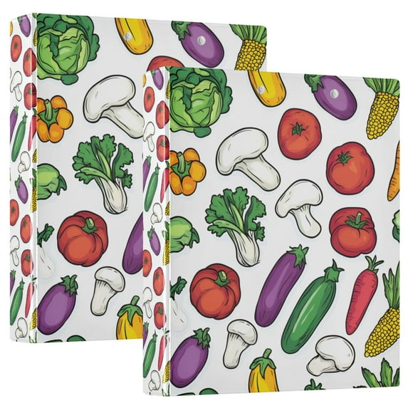 FORMRS 3 Ring Binder 1.5 inch with Pockets Set of 2 Clip Board 200 Sheets Capacity, Red Vegetables Pattern