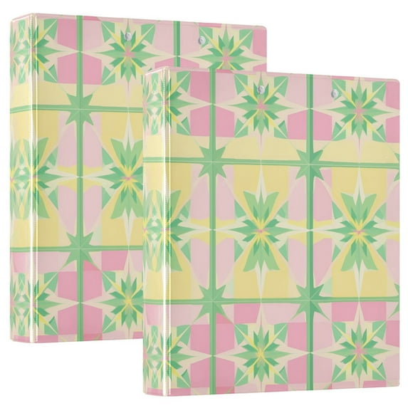 FORMRS 3 Ring Binder 1.5 inch with Pockets Set of 2 Clip Board 200 Sheets Capacity, Retro Beige Stars