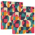 thumbnail image 1 of FORMRS 3 Ring Binder 1.5 inch with Pockets Set of 2 Clip Board 200 Sheets Capacity, Retro Geometric, 1 of 8