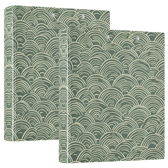 FORMRS 3 Ring Binder 1.5 inch with Pockets Set of 2 Clip Board 200 Sheets Capacity, Retro Green Abstract