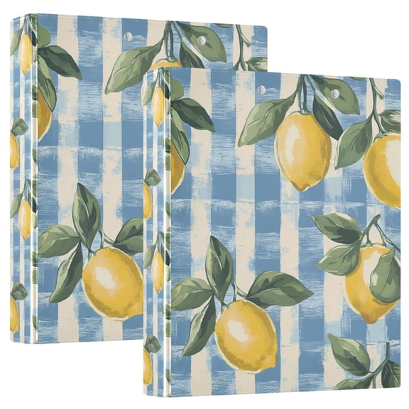 FORMRS 3 Ring Binder 1.5 inch with Pockets Set of 2 Clip Board 200 Sheets Capacity, Retro Lemon Leaves