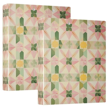 FORMRS 3 Ring Binder 1.5 inch with Pockets Set of 2 Clip Board 200 Sheets Capacity, Retro Pink Stars
