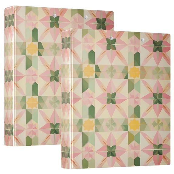 FORMRS 3 Ring Binder 1.5 inch with Pockets Set of 2 Clip Board 200 Sheets Capacity, Retro Pink Stars