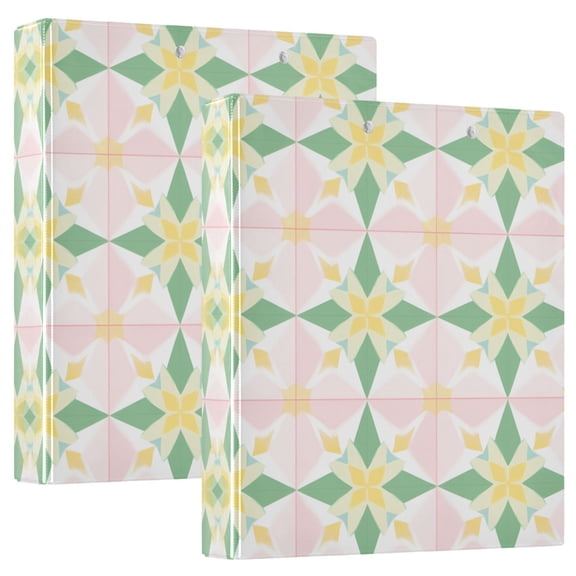 FORMRS 3 Ring Binder 1.5 inch with Pockets Set of 2 Clip Board 200 Sheets Capacity, Retro Yellow Stars