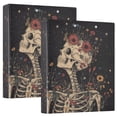 thumbnail image 1 of FORMRS 3 Ring Binder 1.5 inch with Pockets Set of 2 Clip Board 200 Sheets Capacity, Skeleton with Flowers Pattern, 1 of 8