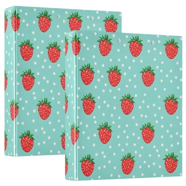 FORMRS 3 Ring Binder 1.5 inch with Pockets Set of 2 Clip Board 200 Sheets Capacity, Strawberry Pattern