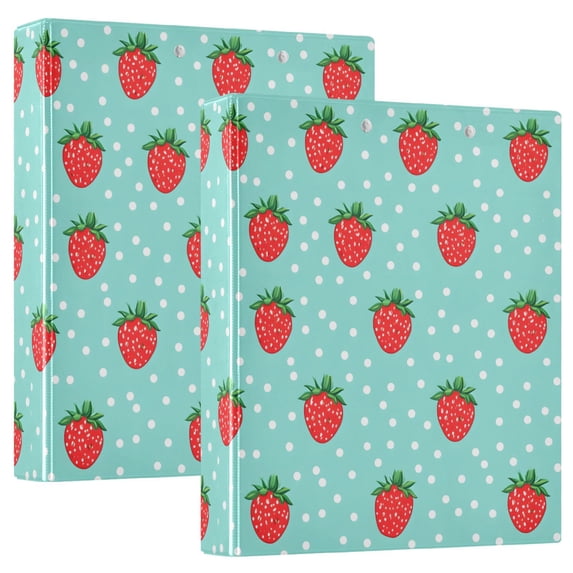 FORMRS 3 Ring Binder 1.5 inch with Pockets Set of 2 Clip Board 200 Sheets Capacity, Strawberry Pattern