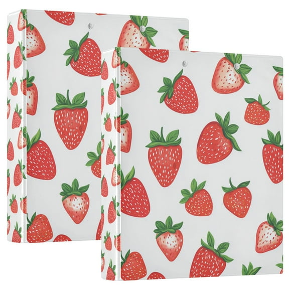 FORMRS 3 Ring Binder 1.5 inch with Pockets Set of 2 Clip Board 200 Sheets Capacity, Strawberry