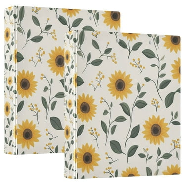 FORMRS 3 Ring Binder 1.5 inch with Pockets Set of 2 Clip Board 200 Sheets Capacity, Sunflower Pattern