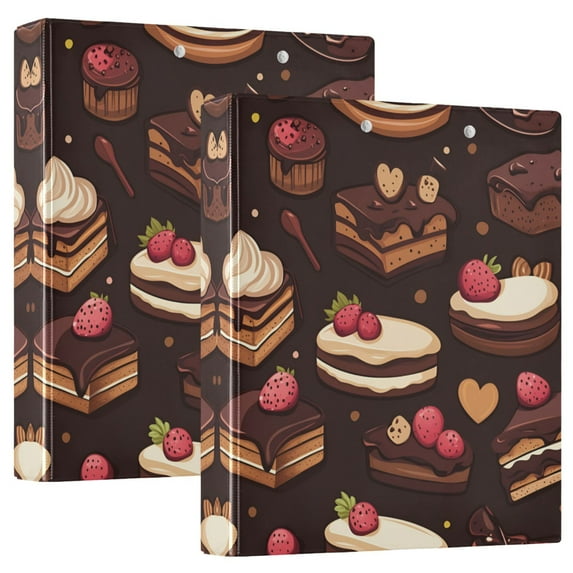 FORMRS 3 Ring Binder 1.5 inch with Pockets Set of 2 Clip Board 200 Sheets Capacity, Sweet Cakes