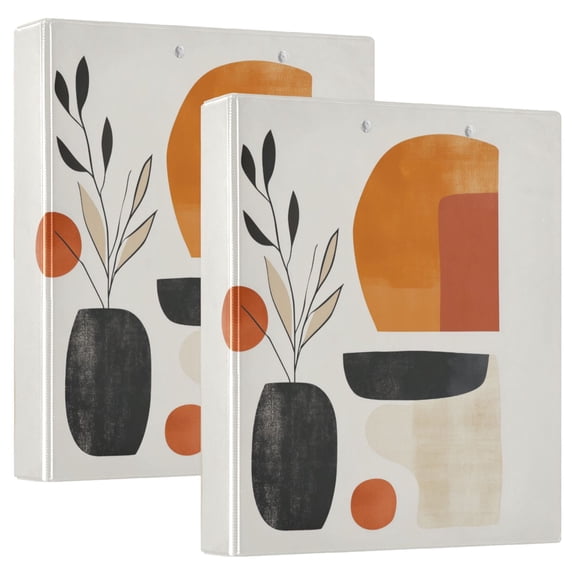 FORMRS 3 Ring Binder 1.5 inch with Pockets Set of 2 Clip Board 200 Sheets Capacity, White Abstract Shapes
