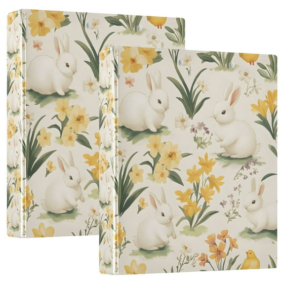 FORMRS 3 Ring Binder 1.5 inch with Pockets Set of 2 Clip Board 200 Sheets Capacity, White Rabbits