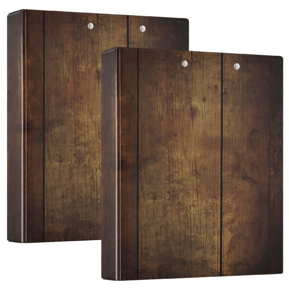 FORMRS 3 Ring Binder 1.5 inch with Pockets Set of 2 Clip Board 200 Sheets Capacity, Wood Grain