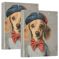 FORMRS 3 Ring Binder 1.5 inch with Pockets Set of 2 Clip Board 200 Sheets Capacity, Yellow Dog Artist