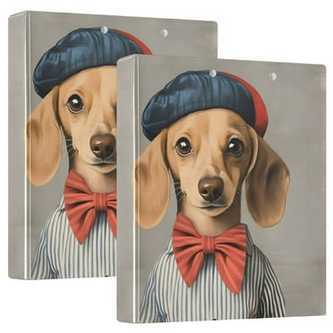 FORMRS 3 Ring Binder 1.5 inch with Pockets Set of 2 Clip Board 200 Sheets Capacity, Yellow Dog Artist