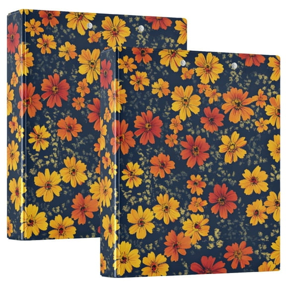 FORMRS 3 Ring Binder 1.5 inch with Pockets Set of 2 Clip Board 200 Sheets Capacity, Yellow Floral