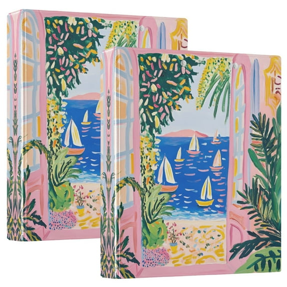 FORMRS 3 Ring Binder 1.5 inch with Pockets Set of 2 Clip Board 200 Sheets Capacity, Yellow Seaside