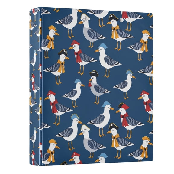 FORMRS 3 Ring Binder with Pockets 1.5" D-Rings Clip Board 200 Sheets Capacity, Blue Cartoon Birds Pattern