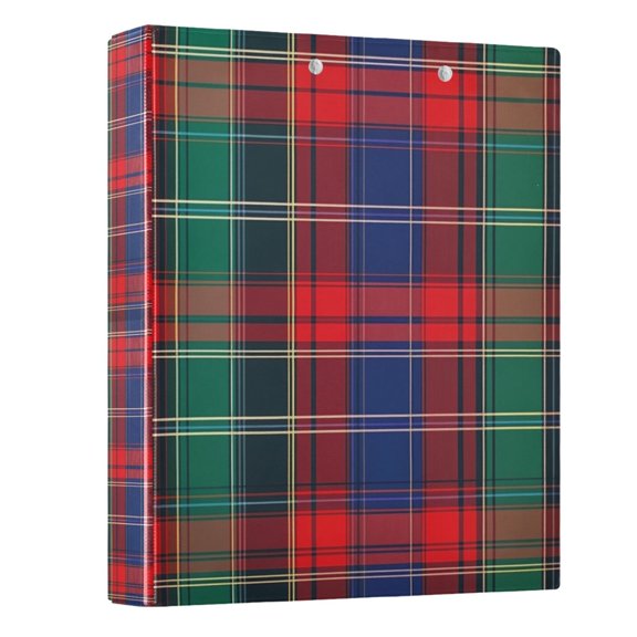 FORMRS 3 Ring Binder with Pockets 1.5" D-Rings Clip Board 200 Sheets Capacity, Red Green Pattern