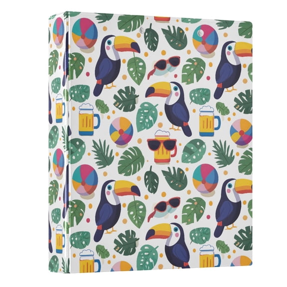 FORMRS 3 Ring Binder with Pockets 1.5" D-Rings Clip Board 200 Sheets Capacity, Vibrant Toucans Pattern