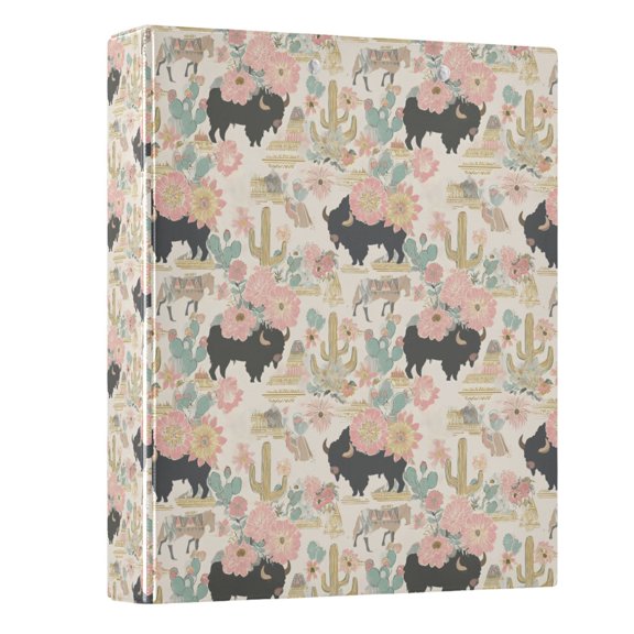 FORMRS 3 Ring Binder with Pockets 1.5" D-Rings Clip Board 200 Sheets Capacity, West Wild Pattern