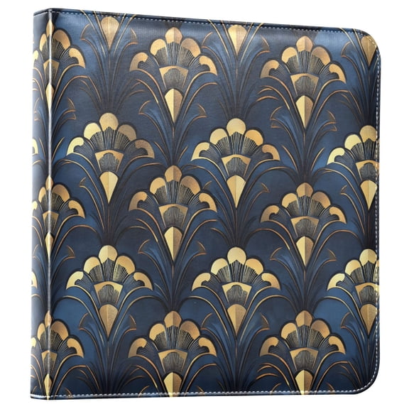 FORMRS 3 Ring Photo Album 4"x6" Self Adhesive Large Capacity PU Leather Cover, Blue Art Pattern