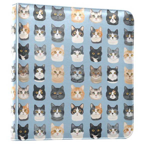 FORMRS 3 Ring Photo Album 4"x6" Self Adhesive Large Capacity PU Leather Cover, Cartoon Cute Cat