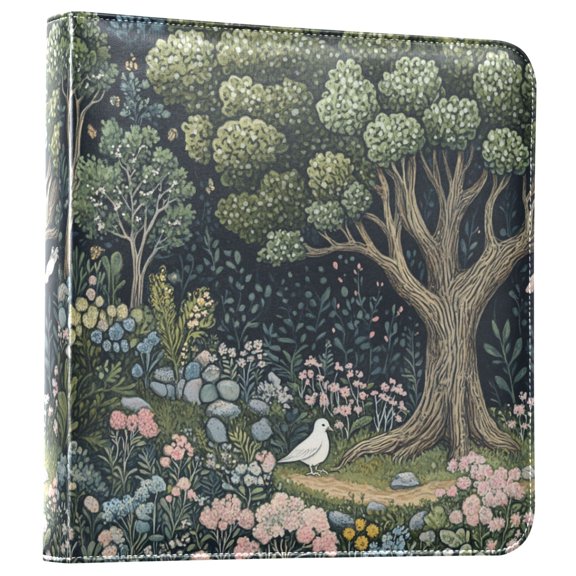 FORMRS 3 Ring Photo Album 4"x6" Self Adhesive Large Capacity PU Leather Cover, Green Forest Scene
