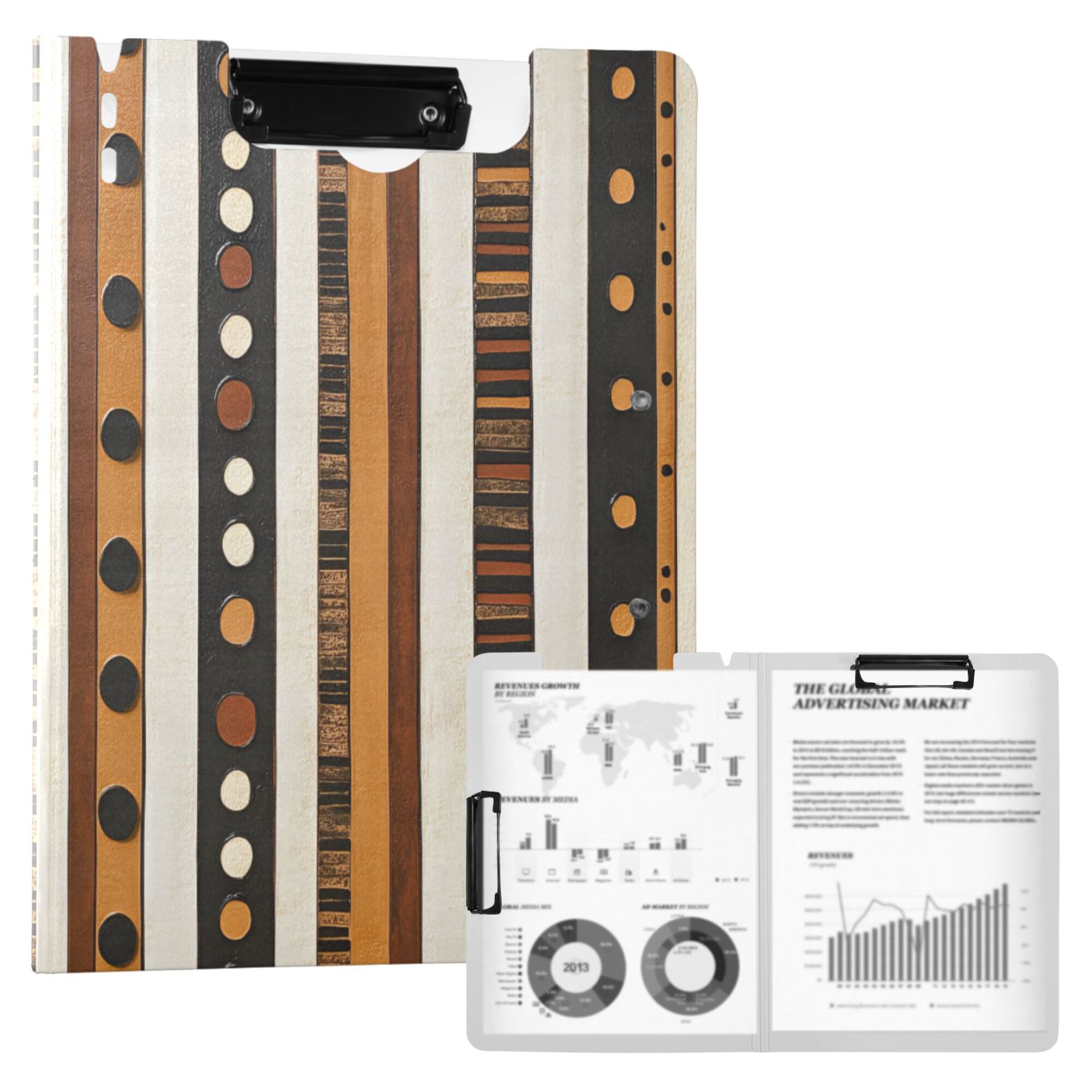 FORMRS A4 Clipboard Folder with Pen Holder Horizontal Foldable School Office Binder, Abstract Dots