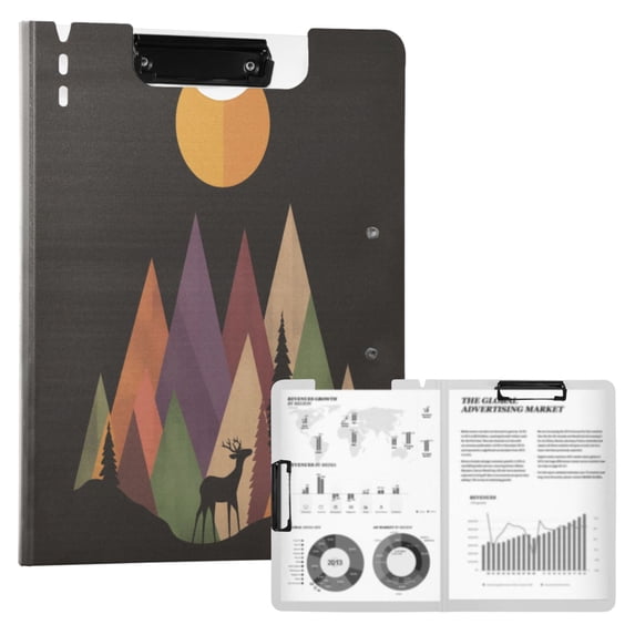 FORMRS A4 Clipboard Folder with Pen Holder Horizontal Foldable School Office Binder, Abstract Mountain