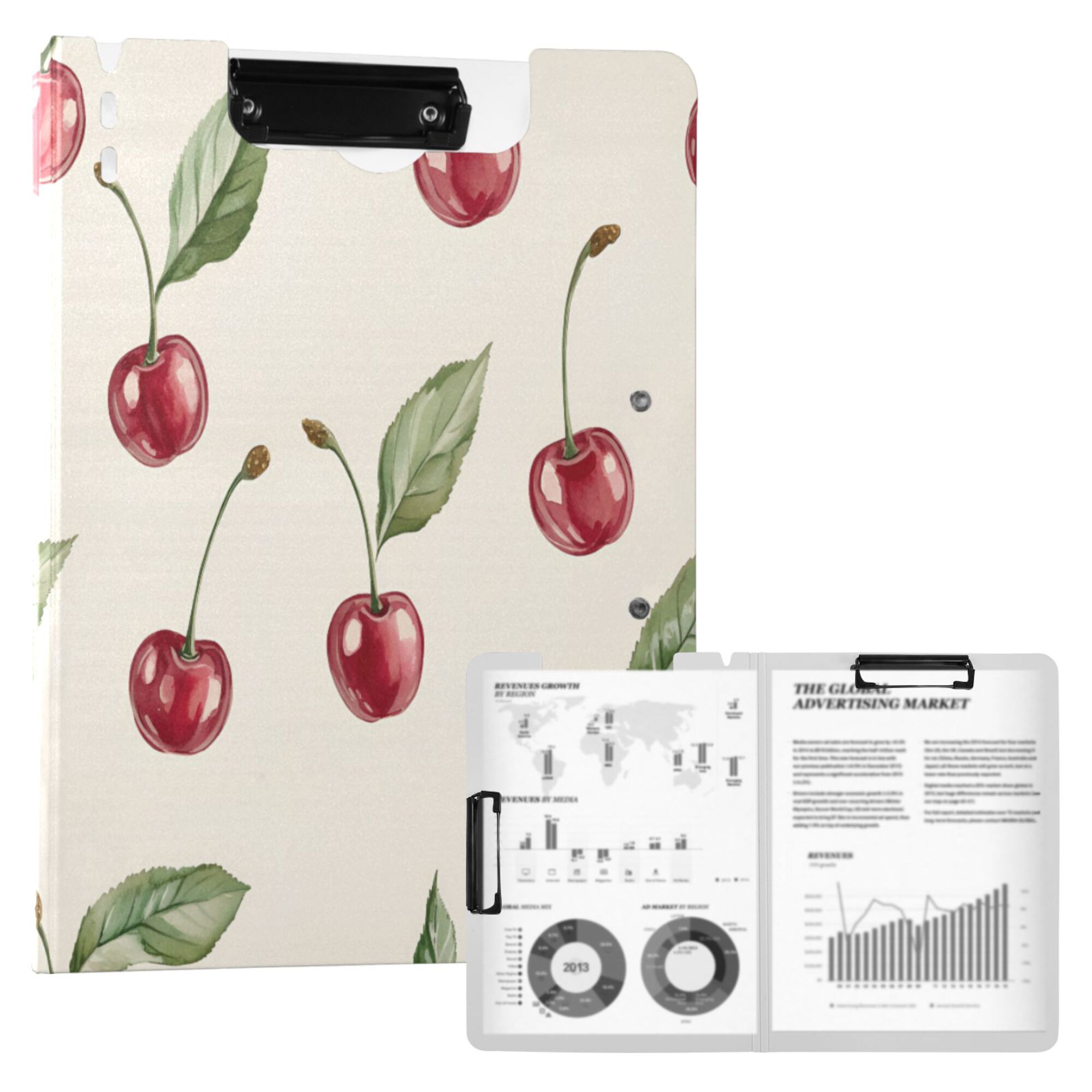 FORMRS A4 Clipboard Folder with Pen Holder Horizontal Foldable School Office Binder, Beige Cherry