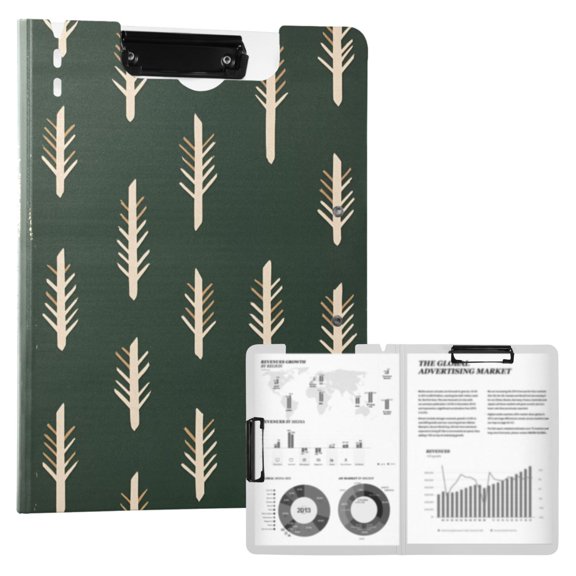 FORMRS A4 Clipboard Folder with Pen Holder Horizontal Foldable School Office Binder, Beige Plants