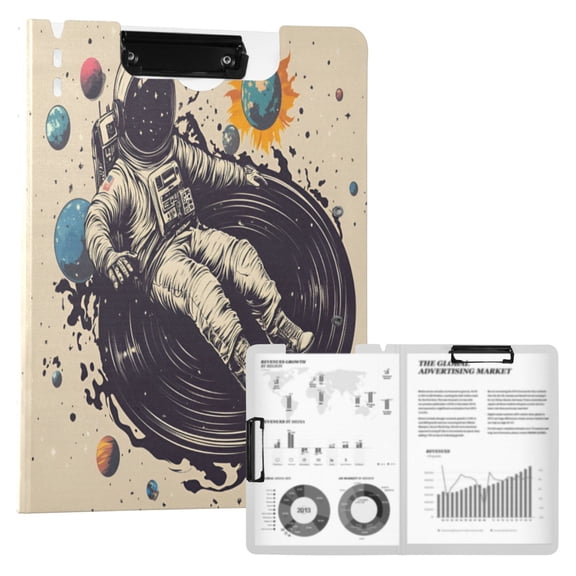 FORMRS A4 Clipboard Folder with Pen Holder Horizontal Foldable School Office Binder, Beige Record