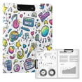 thumbnail image 1 of FORMRS A4 Clipboard Folder with Pen Holder Horizontal Foldable School Office Binder, Blue Doodle Pattern, 1 of 9