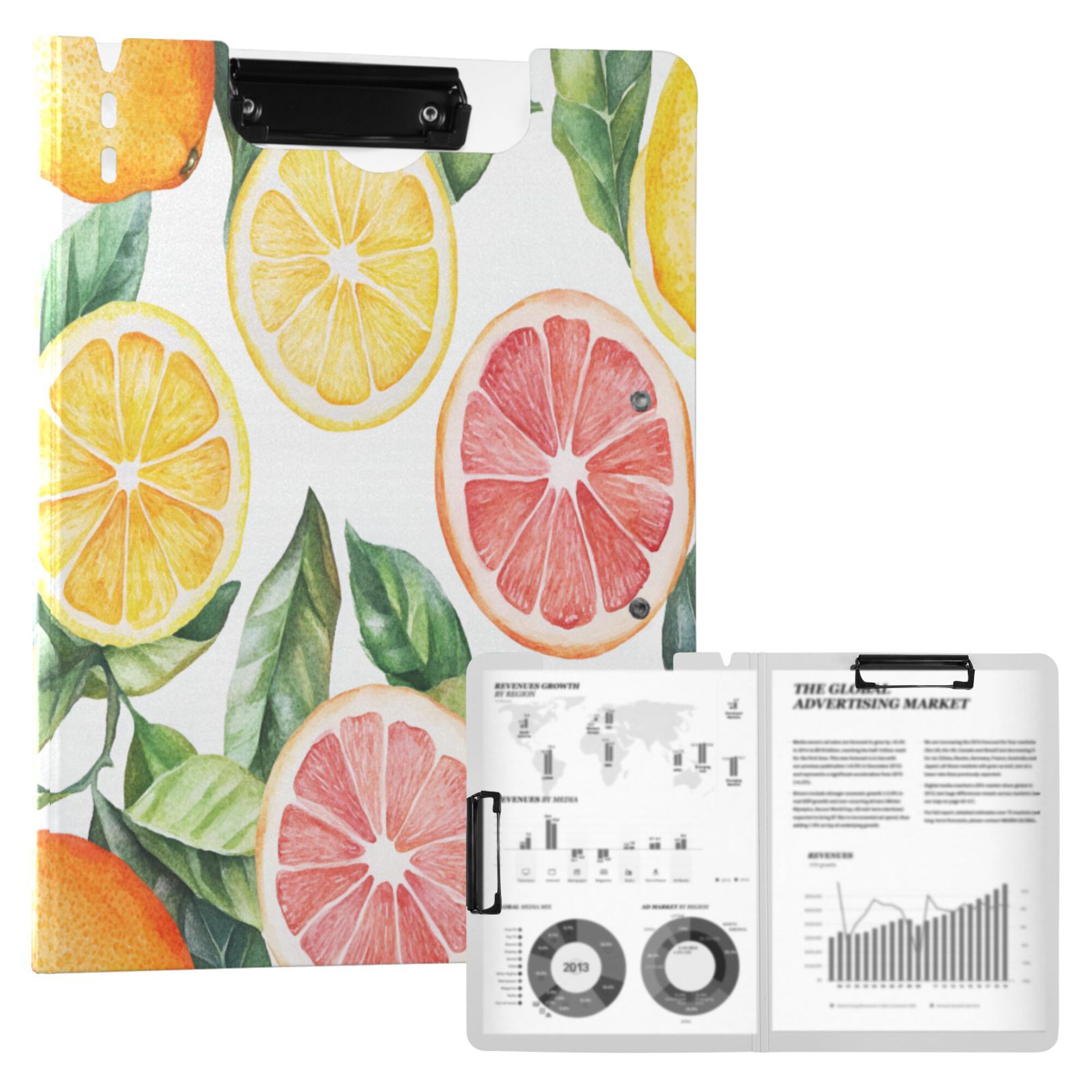 FORMRS A4 Clipboard Folder with Pen Holder Horizontal Foldable School Office Binder, Candy Grapefruit