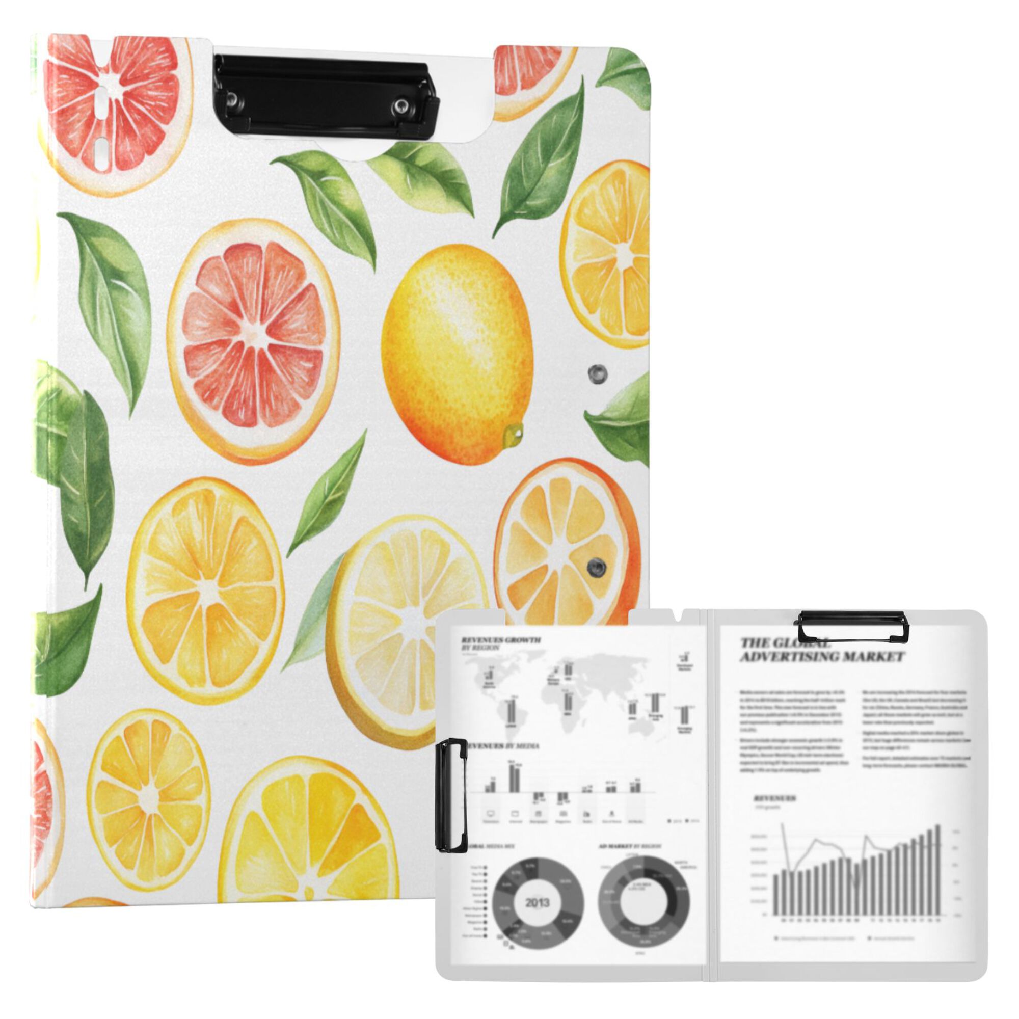 FORMRS A4 Clipboard Folder with Pen Holder Horizontal Foldable School Office Binder, Candy Lemon