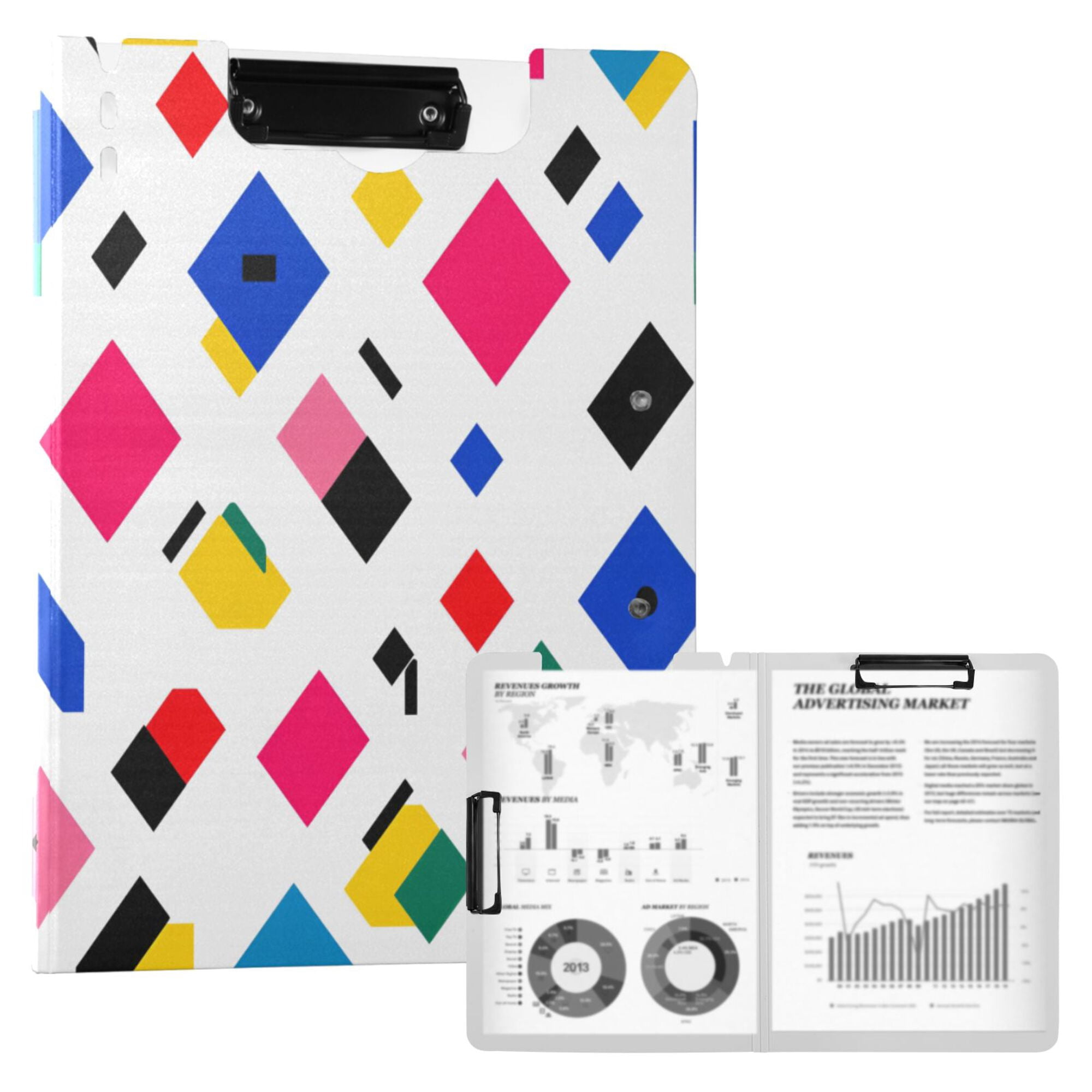 FORMRS A4 Clipboard Folder with Pen Holder Horizontal Foldable School Office Binder, Cartoon Graphic